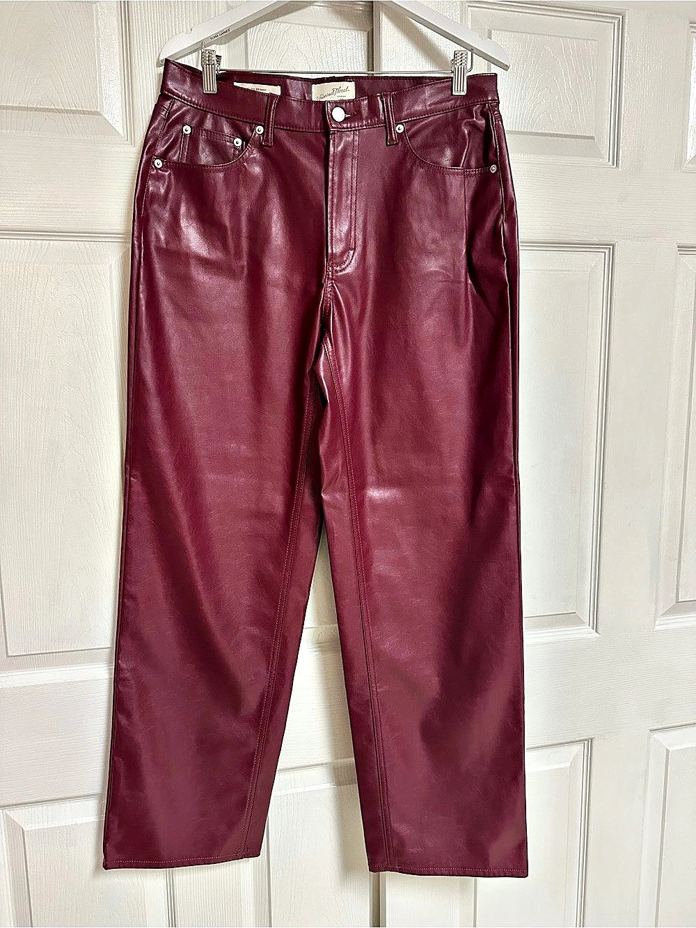 Universal Thread Mid-Rise 90s Baggy Faux Leather Pants Faux Leather Straight Leg